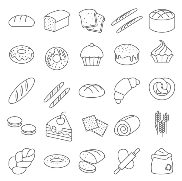 Set de iconos de pan y panadería — Vector de stock