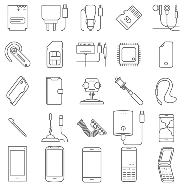 Loja móvel e conjunto de ícones de serviço —  Vetores de Stock