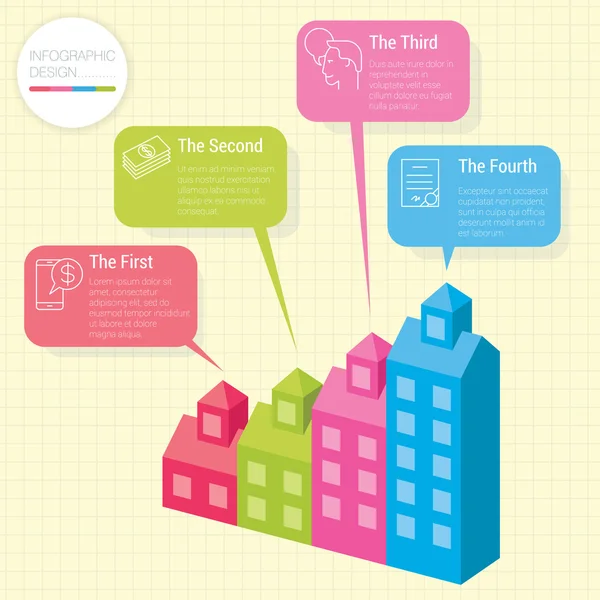 Casas modernas infografía gráfico — Vector de stock