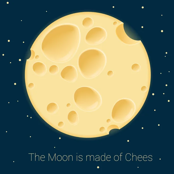 Cheese full moon in sky. — Stock Vector