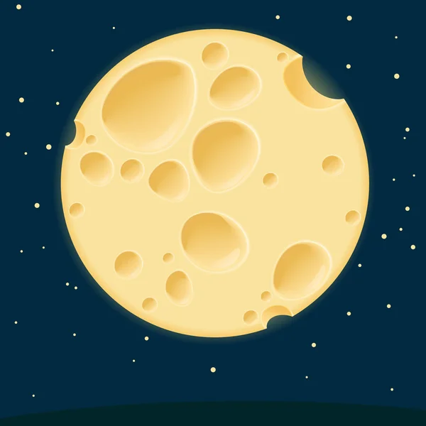 Pleine lune de fromage dans le ciel . — Image vectorielle