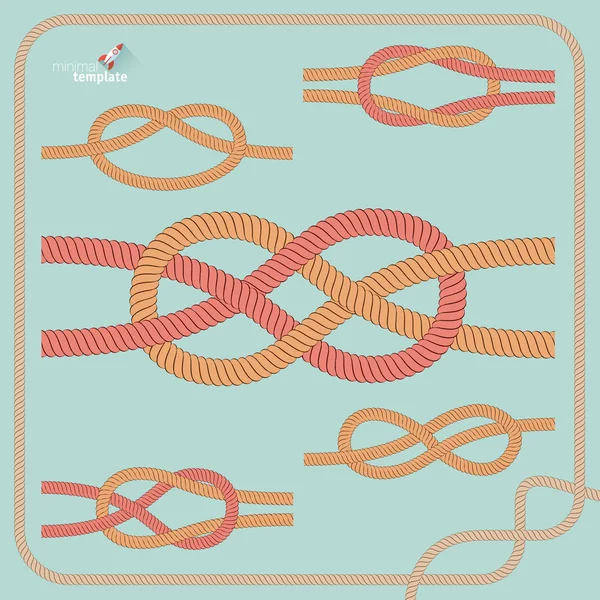 Cordes nautiques, ensemble de noeuds . — Image vectorielle