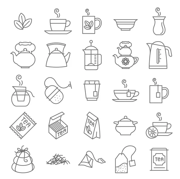 Conjunto de ícones de bebida de chá — Vetor de Stock