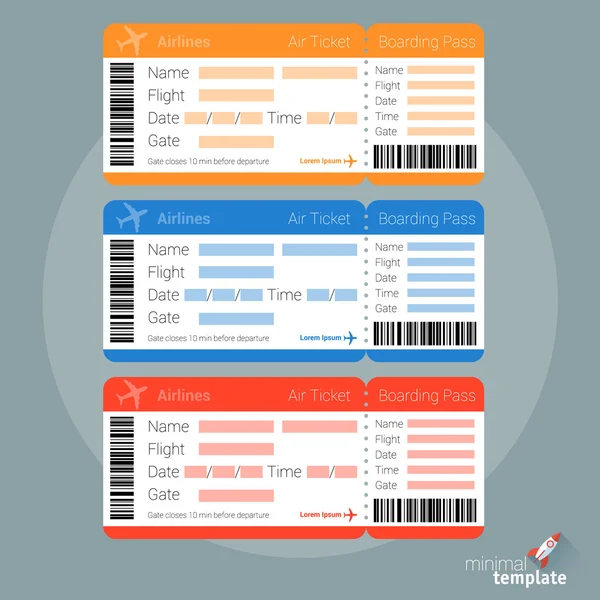 Vliegtuig tickets sjablonen ontwerpen — Stockvector