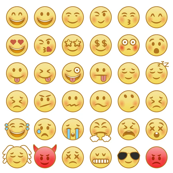 Kolorowe emotikony, emoji zestaw — Wektor stockowy