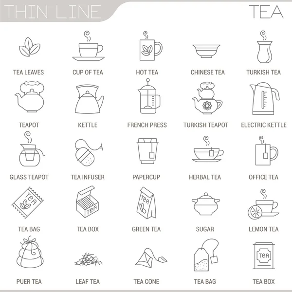 Set di icone per bevande al tè — Vettoriale Stock