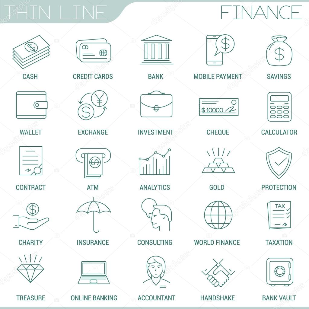 money and finance icons set