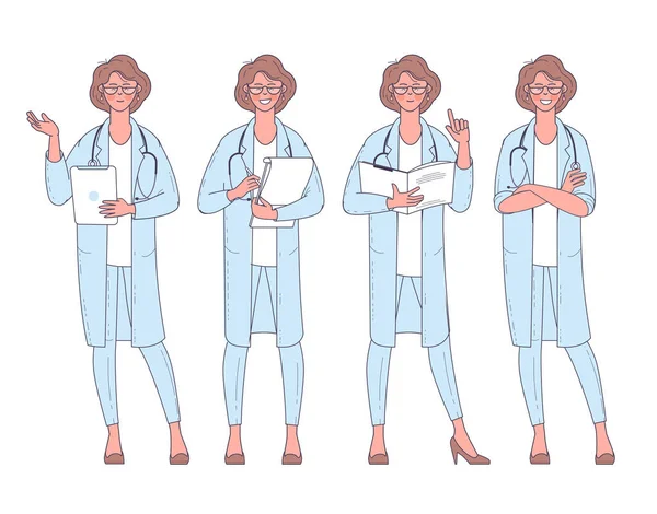 Carácter médico mujer — Vector de stock