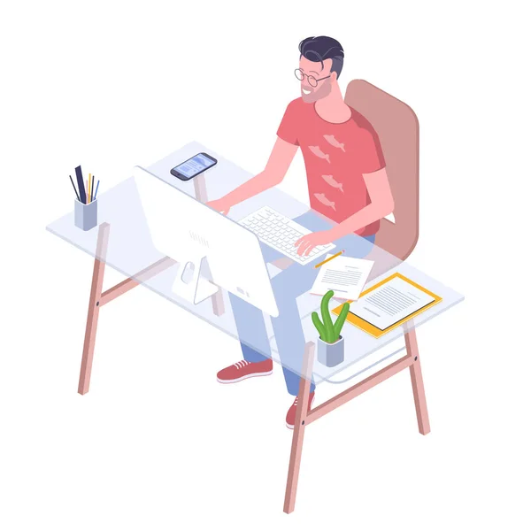 Joven profesional en el trabajo — Vector de stock