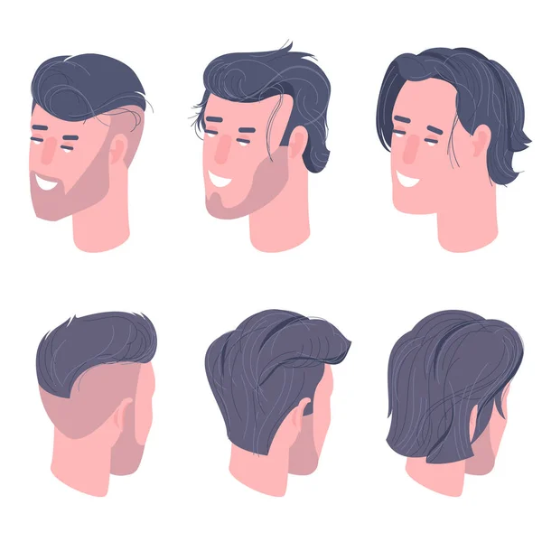 Flat design isometric men character heads — Stock Vector