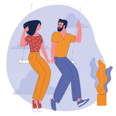 Romantik randevu yassı tasarım konsepti.