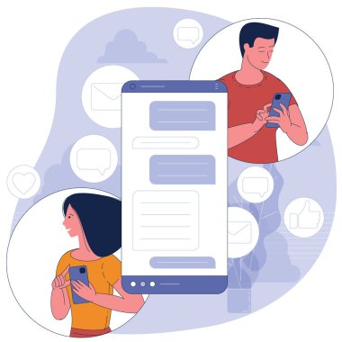 Mobil sohbet vektörü kavramı.