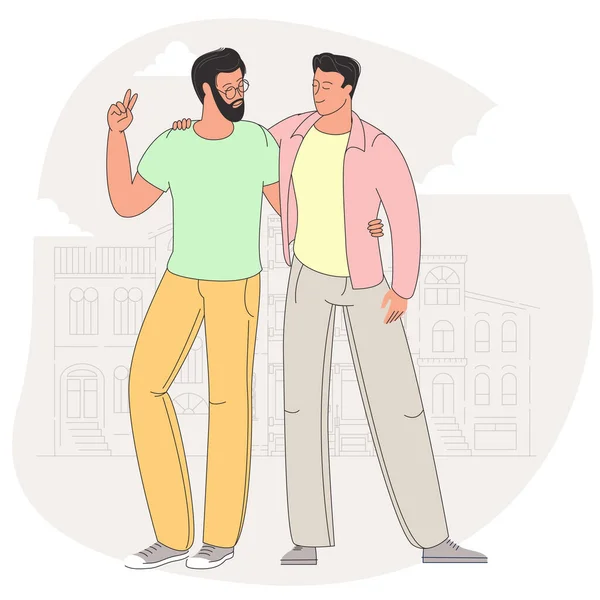 Junge Homosexuelle schwules Paar — Stockvektor