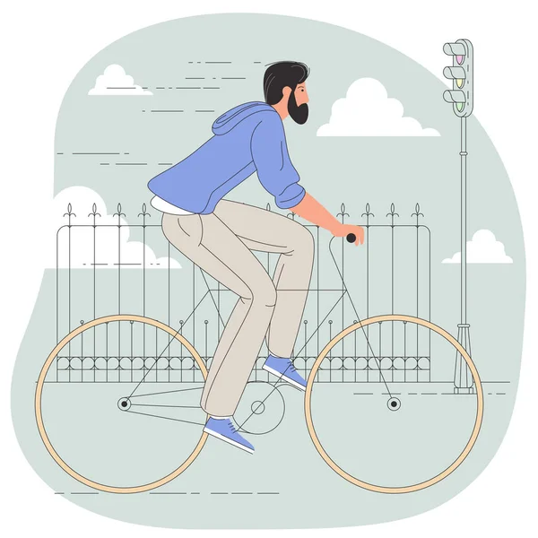 Stylish guy on bicycle — Stock Vector