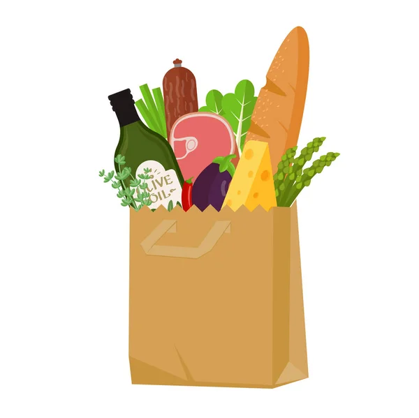 Bolsa de compras de comestibles — Vector de stock