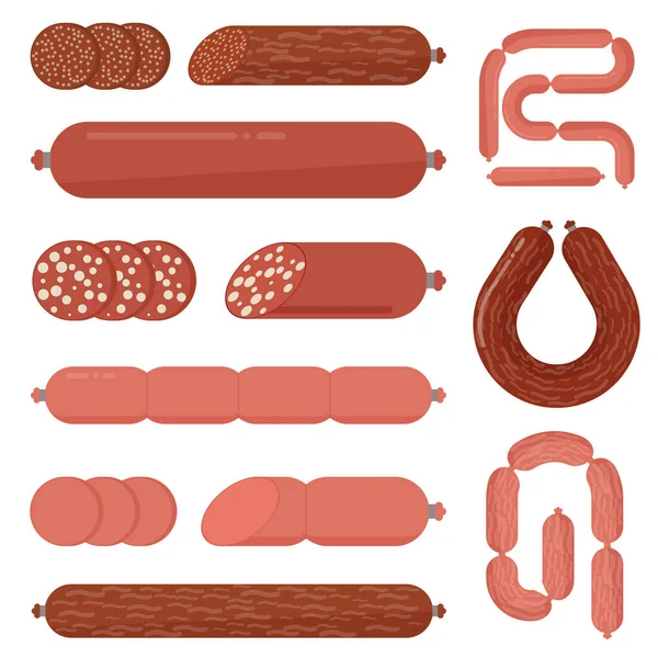 Flat design sausages collection — Stock Vector