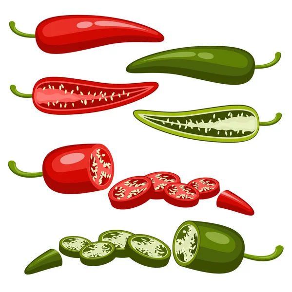 Red and green chilly pepper — Stock Vector