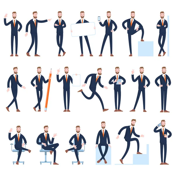 Young man poses and activitye — Stock Vector