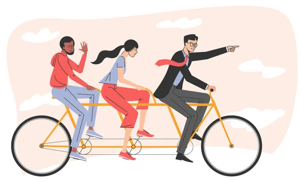 Personas que viajan en bicicleta tándem — Vector de stock