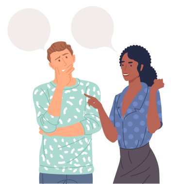 Konuşma baloncuklarıyla sohbet eden çift