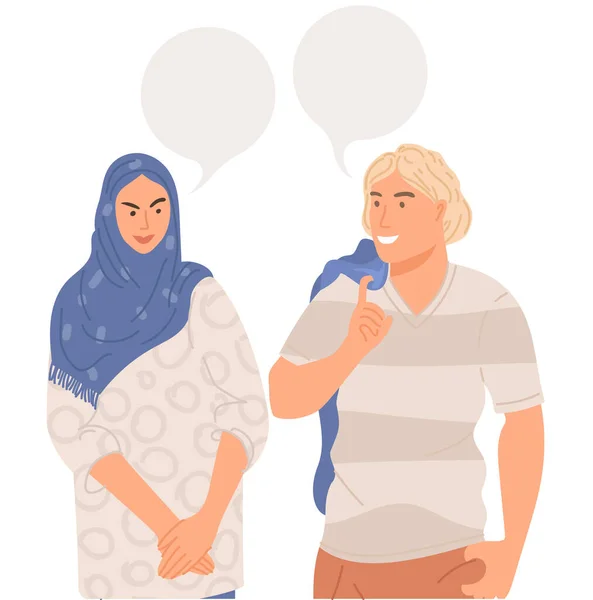 Konuşma baloncuklarıyla sohbet eden çift — Stok Vektör