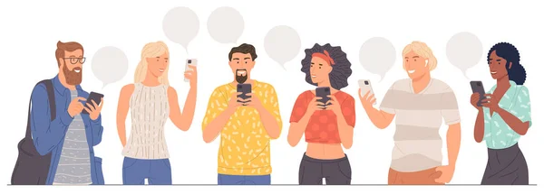 Νέους με smartphones — Διανυσματικό Αρχείο