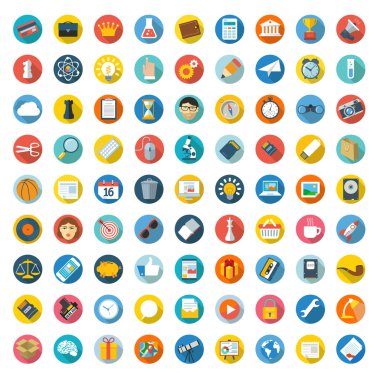 Düz vektör tasarım Icon set.