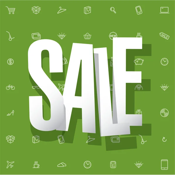Prodej plakát s nákupy symboly — Stockový vektor