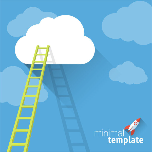 Ladder to clouds. Vector minimalistic design