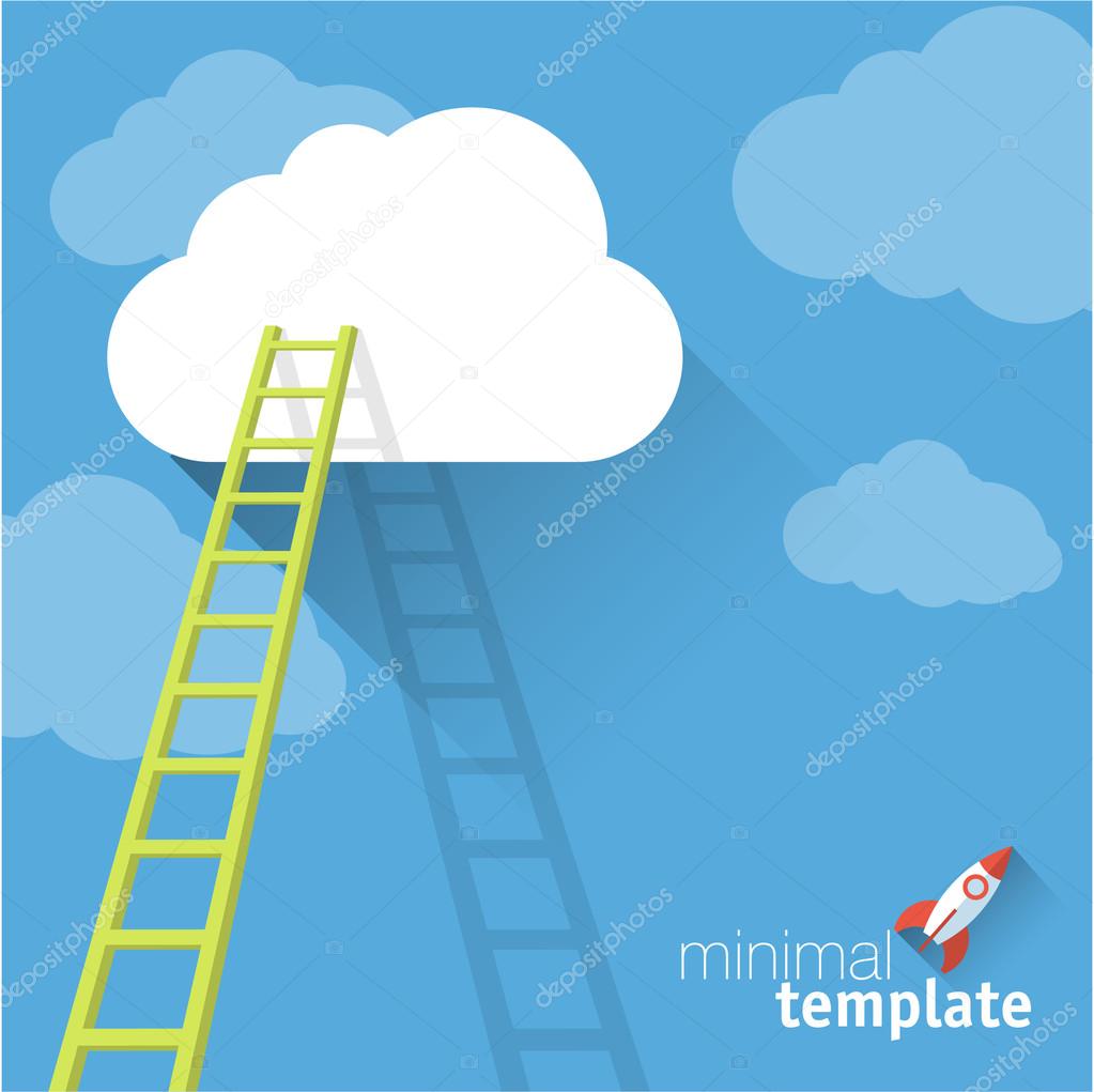 Ladder to clouds. Vector minimalistic design