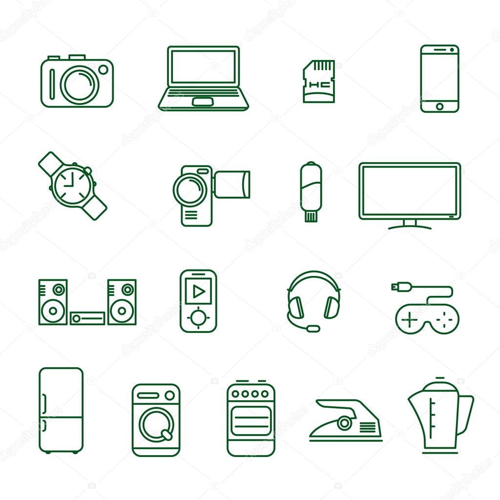 Home electronics  vector icon set