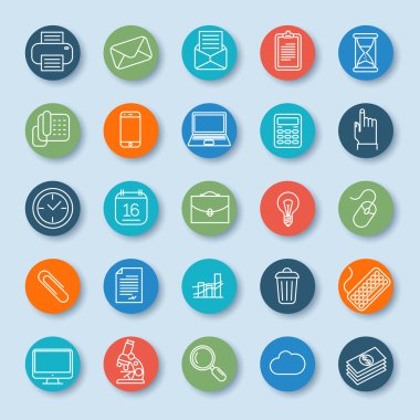 İnce çizgi iş Icon set.