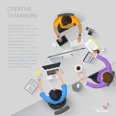 Düz tasarım yaratıcı office çalışma alanı.