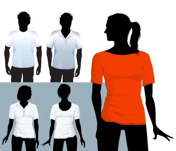 T-shirt et polo femme et homme — Image vectorielle