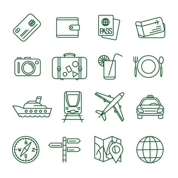 Ensemble d'icônes voyage et tourisme — Image vectorielle