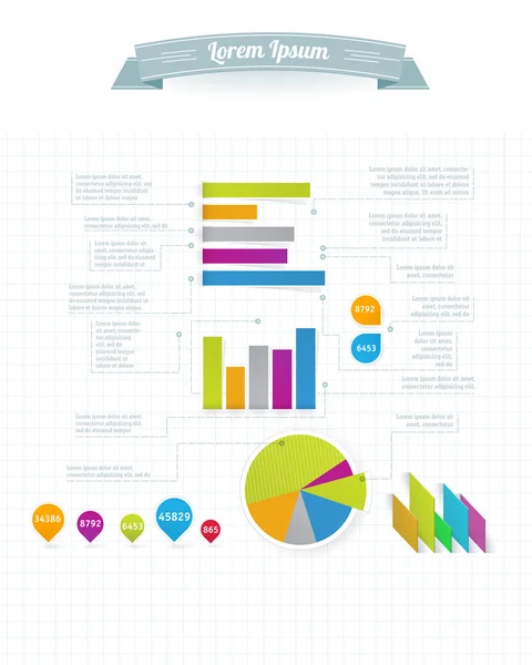 Elementos de diseño de infografías de papel . — Vector de stock