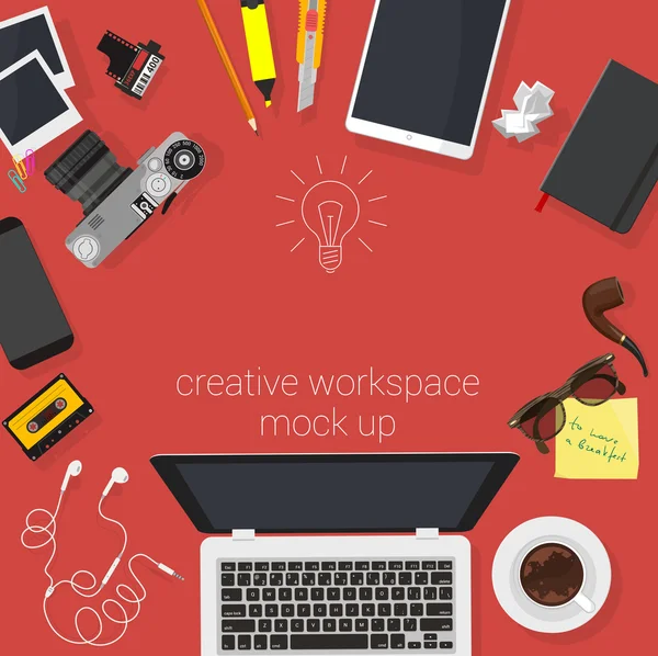 Düz tasarım yaratıcı stüdyo çalışma alanı.