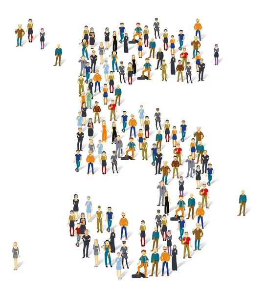 People crowd.   figures, 5 — Stock Vector