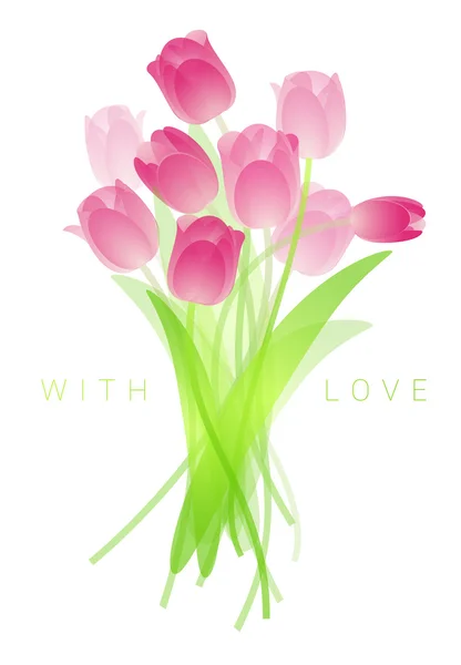 Spring fresh bouquet of tulips. — Stock Vector