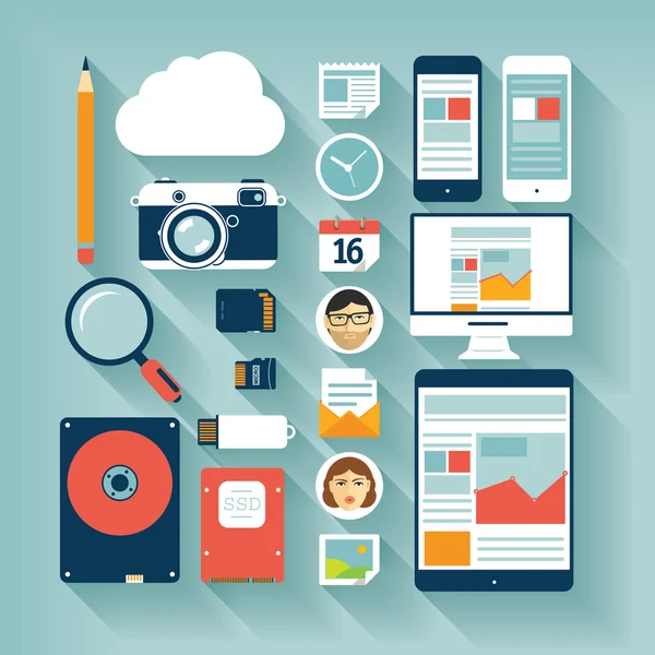 Düz modern tasarım öğesi kümesi.