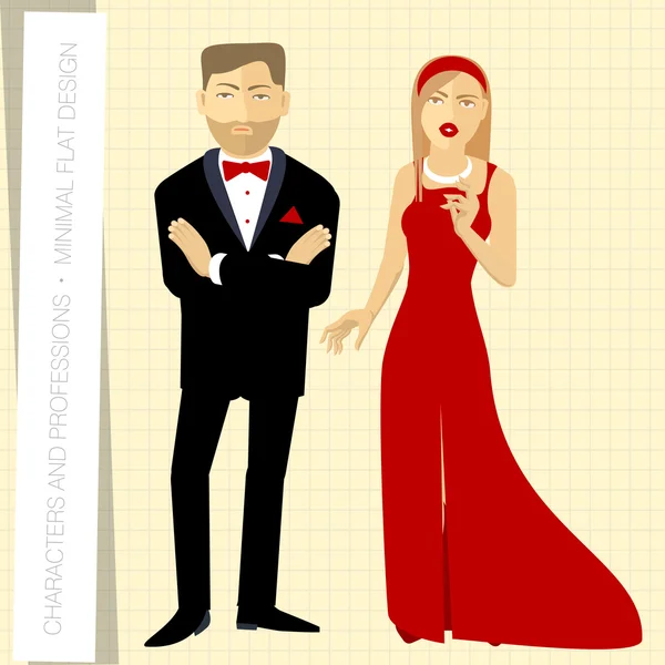 Um casal de vectores aristocratas. Personagens de design plano mínimos. Animação pronta . —  Vetores de Stock