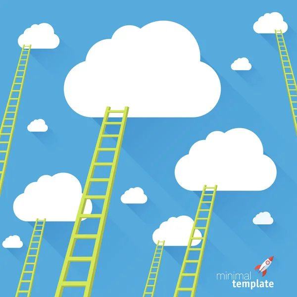 Ladder to the sky and clouds — Stock Vector