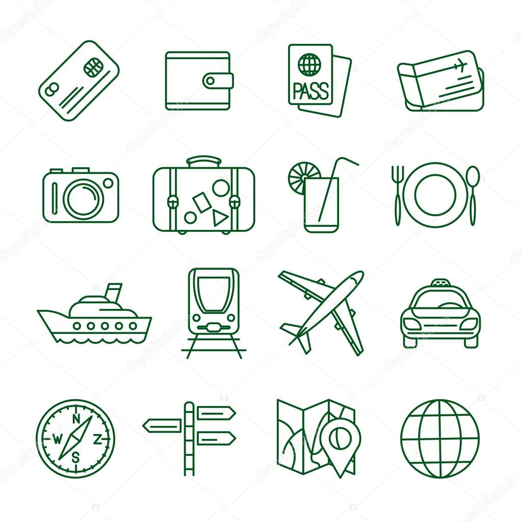 Travel and tourism icon set