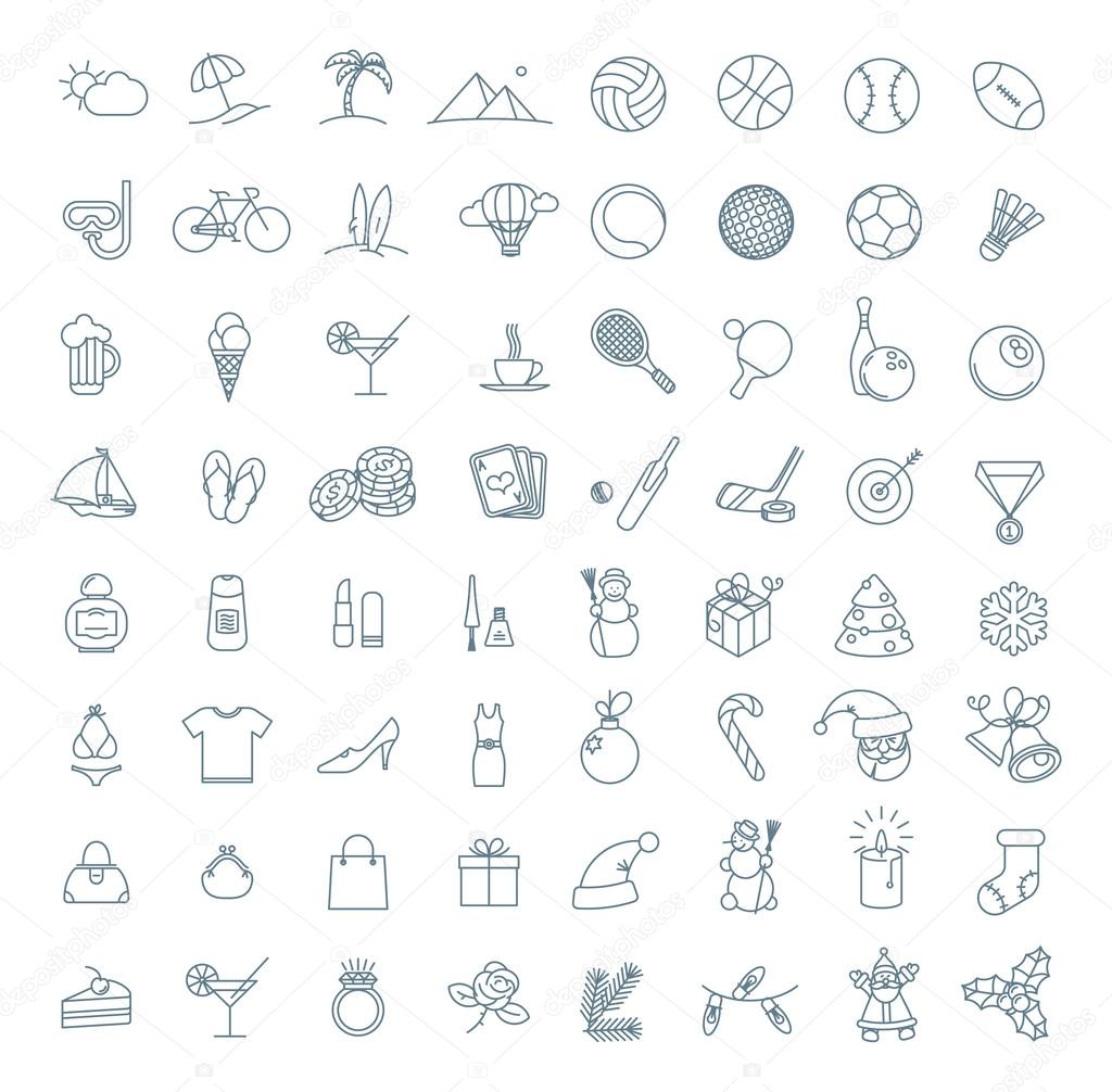 Thin line icon collection.