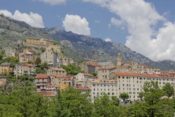 Blick auf die Altstadt und Zitadelle, Corte, Zentralkorsika, Frankreich — Stockfoto