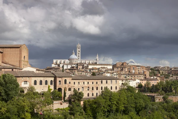 Сиена, Катедрале ди Санта Мария Ассунта со старым городом, Тоскана, Италия — стоковое фото