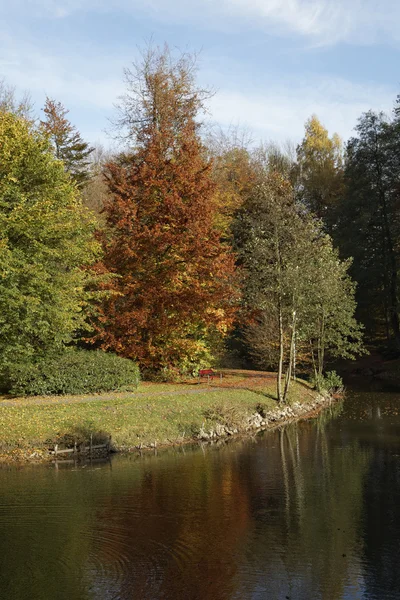 바트이 부르 크가을 연못 풍경 Osnabrueck 국가, 낮은 색 소니, 독일 — 스톡 사진
