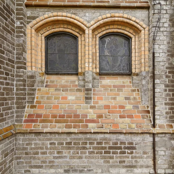 Detal Lutra Kościół w Georgsmarienhuette, Kościół Ewangelicko-Luterański z 1877 r., neogotycki kościół w Niemczech, w kraju związkowym Dolna Saksonia, — Zdjęcie stockowe