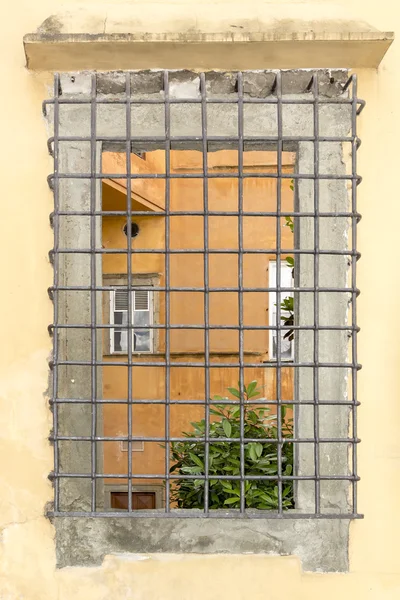 Lucca, window with grids, Tuscany, Italy — Stock Photo, Image