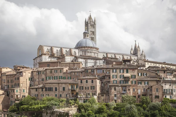 Sienna, kathedraal Cattedrale di Santa Maria Assunta met oude stad, Toscane, Italië — Stockfoto